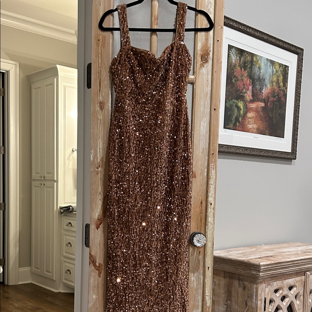 Glamorous Brown Sequin Midi Dress